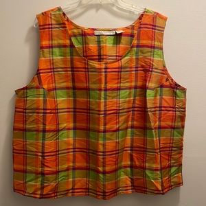 Classic plaid silk top